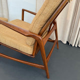 Danish Modern Oak Reclining Lounge Chair Ottoman Set By Ib Kofod-Larsen