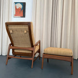 Danish Modern Oak Reclining Lounge Chair Ottoman Set By Ib Kofod-Larsen