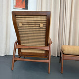 Danish Modern Oak Reclining Lounge Chair Ottoman Set By Ib Kofod-Larsen