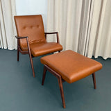 Mid-Century Modern Walnut And Leather Lounge Chair Ottoman Set By Mel Smilow