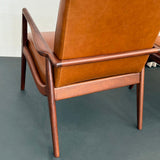 Mid-Century Modern Walnut And Leather Lounge Chair Ottoman Set By Mel Smilow