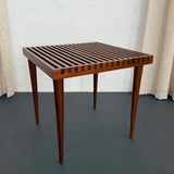 Mid-Century Modern Slatted Walnut Side Table By Mel Smilow