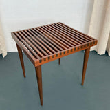 Mid-Century Modern Slatted Walnut Side Table By Mel Smilow
