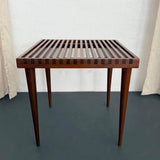 Mid-Century Modern Slatted Walnut Side Table By Mel Smilow