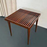 Mid-Century Modern Slatted Walnut Side Table By Mel Smilow