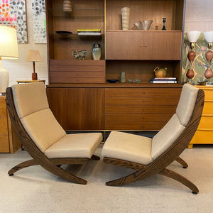 Mid-Century Modern High Back Scissor Lounge Chairs