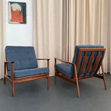 Pair Of Scandinavian Modern Lounge Chairs By Ib Kofod-Larsen For Selig