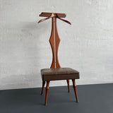 Customized Mid-Century Modern Walnut Valet Chair With Storage