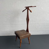 Customized Mid-Century Modern Walnut Valet Chair With Storage