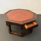 Romweber Furniture Co. Octagonal Oak And Leather Coffee Table