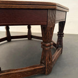 Romweber Furniture Co. Octagonal Oak And Leather Coffee Table