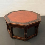 Romweber Furniture Co. Octagonal Oak And Leather Coffee Table