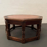 Romweber Furniture Co. Octagonal Oak And Leather Coffee Table