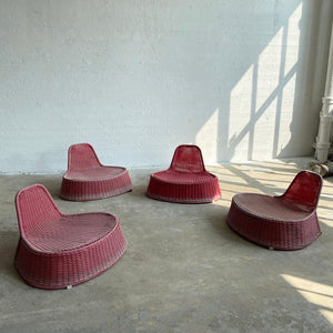 Pink Woven Outdoor Lounge Chairs By Monika Mulder For Ikea