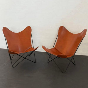 Pair Of Leather Butterfly Chairs By Jorge Ferrari-Hardoy For Knoll