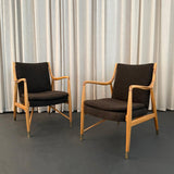 Pair Of Mid-Century Modern Finn Juhl Model 45 Style Open Armchairs