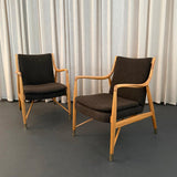 Pair Of Mid-Century Modern Finn Juhl Model 45 Style Open Armchairs