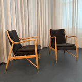 Pair Of Mid-Century Modern Finn Juhl Model 45 Style Open Armchairs