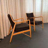 Pair Of Mid-Century Modern Finn Juhl Model 45 Style Open Armchairs