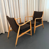 Pair Of Mid-Century Modern Finn Juhl Model 45 Style Open Armchairs