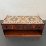 Danish Modern Rosewood And Tile Side Table Cabinet By Bornholm Møbelfabrik