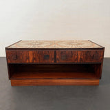 Danish Modern Rosewood And Tile Side Table Cabinet By Bornholm Møbelfabrik