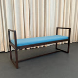 Mid Century Modern Geometric Lacquered Mahogany Bench