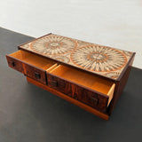 Danish Modern Rosewood And Tile Side Table Cabinet By Bornholm Møbelfabrik
