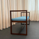 Mid Century Modern Geometric Lacquered Mahogany Bench