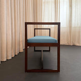 Mid Century Modern Geometric Lacquered Mahogany Bench