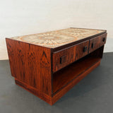 Danish Modern Rosewood And Tile Side Table Cabinet By Bornholm Møbelfabrik