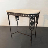 Neoclassical Revival Wrought Iron And Travertine Console Table