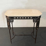 Neoclassical Revival Wrought Iron And Travertine Console Table