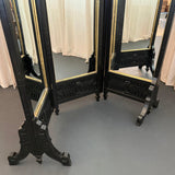 Antique Eastlake Trifold Standing Floor Mirror Room Divider