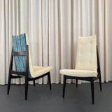 Pair Of Mid-Century Modern Highback Accent Chairs, Two-Tone Upholstery