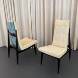 Pair Of Mid-Century Modern Highback Accent Chairs, Two-Tone Upholstery