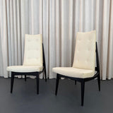 Pair Of Mid-Century Modern Highback Accent Chairs, Two-Tone Upholstery