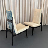 Pair Of Mid-Century Modern Highback Accent Chairs, Two-Tone Upholstery