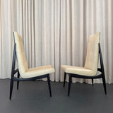 Pair Of Mid-Century Modern Highback Accent Chairs, Two-Tone Upholstery