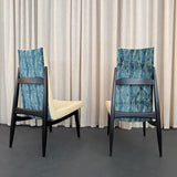 Pair Of Mid-Century Modern Highback Accent Chairs, Two-Tone Upholstery