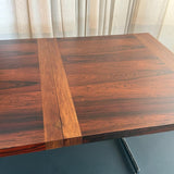 Scandinavian Modern Rosewood Chrome Trestle Extension Dining Table