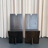 Post Modern Artisan Made Angular Ebonized Oak And Steel Chairs
