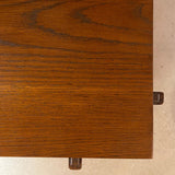 Rustic Mid-Century Modern Tiered Oak Side Table