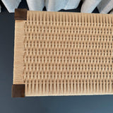 Mid-Century Modern Style Hand-Woven Rope Weave And Walnut Bench