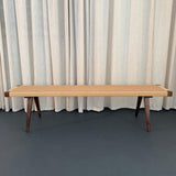 Mid-Century Modern Style Hand-Woven Rope Weave And Walnut Bench