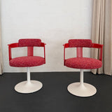 Pair Of Mid-Century Modern Raspberry Tulip Accent Chairs By Daystrom
