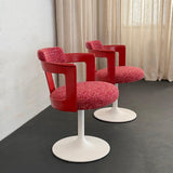 Pair Of Mid-Century Modern Raspberry Tulip Accent Chairs By Daystrom