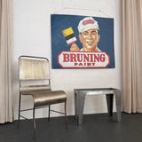 Large Mid Century Metal "Bruning Paint" Advertisement Sign