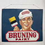 Large Mid Century Metal "Bruning Paint" Advertisement Sign