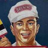 Large Mid Century Metal "Bruning Paint" Advertisement Sign
